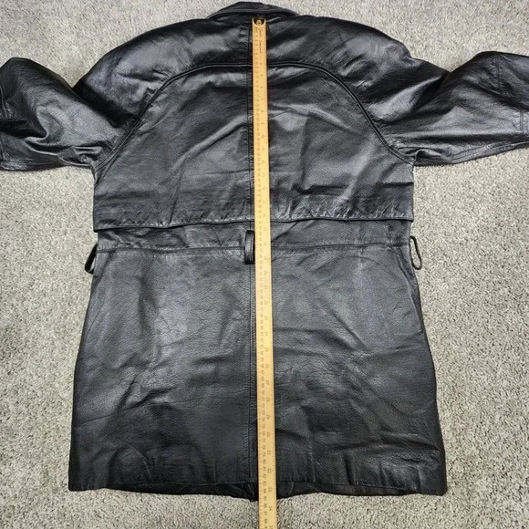 Wilsons Leather Jacket Mens Medium Black Thinsulate Button Coat‎ Blazer Lapel
